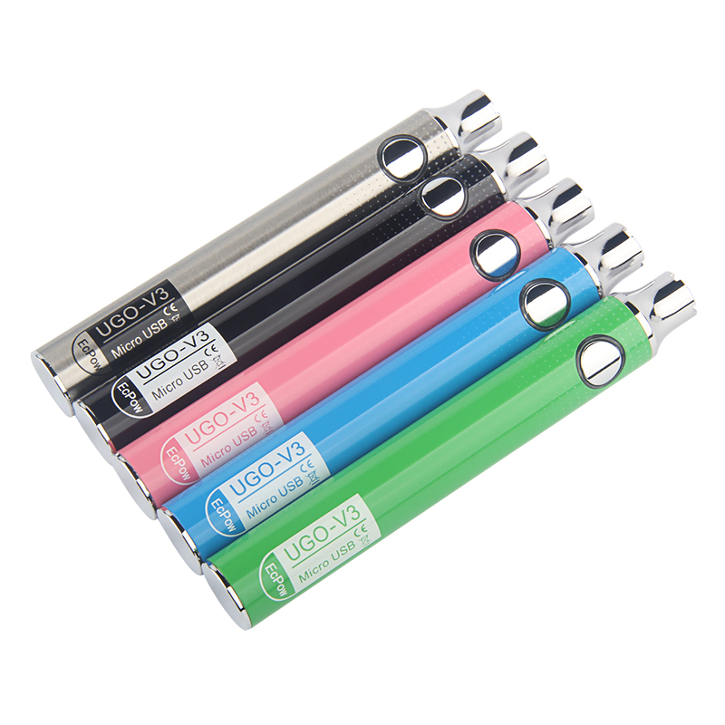 Batterie de stylo UGO V3 510 fil 650mAh 900mAh Evod USB Pass-Through préchauffage tension variable vaporisateur EcPow