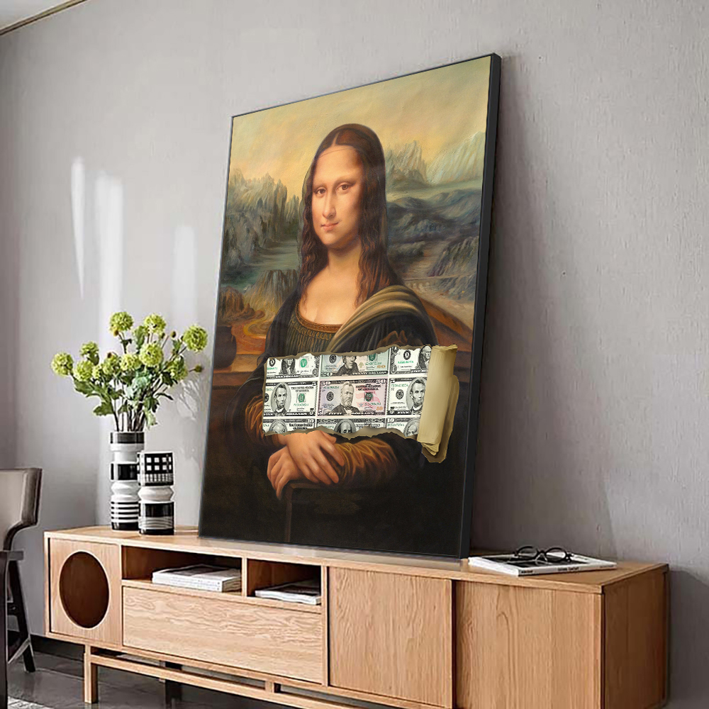 Streszczenie Mona Lisa Malowanie nowoczesnych plakatów pieniężnych i drukowania zdjęć sztuki ściennej do dekoracji domu w salonie