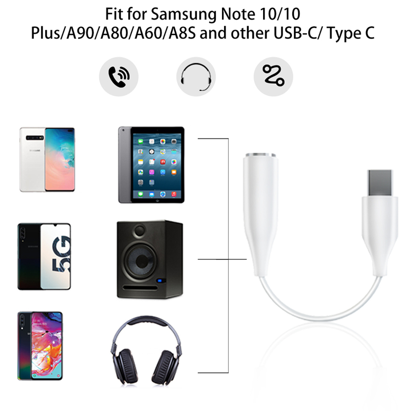 Nowy przylot S22 Ultra Type C Kable Adaptera Port Adaptera do 3,5 mm Aux Jack Type-C Kabel USB dla Samsung S21 Fe S20 Plus Note 20 10 z pakietem detalicznym