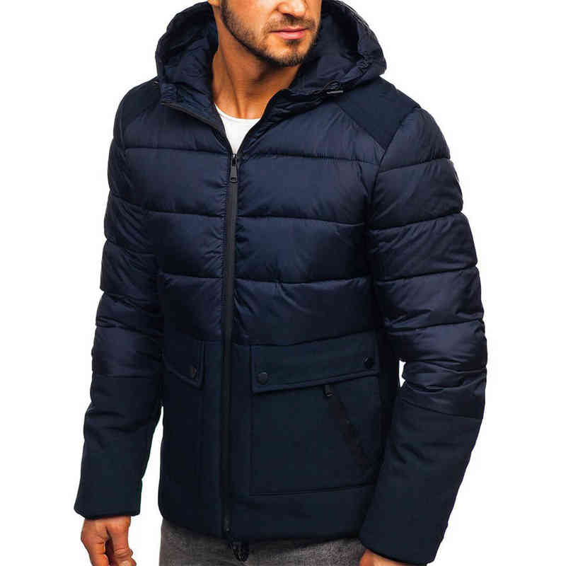 Men's Jackets Men Autumn And Winter Patchwork Long Sleeve Hooded Zipper Solid Warm L220830