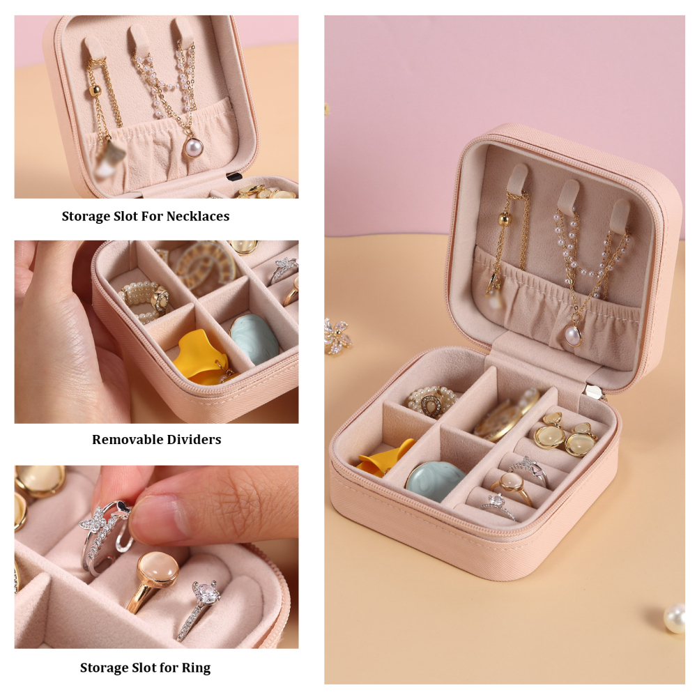 Small Jewelry Box Storage Organizer Portable Leather Display Storage Case for Rings Earrings Necklace Holder