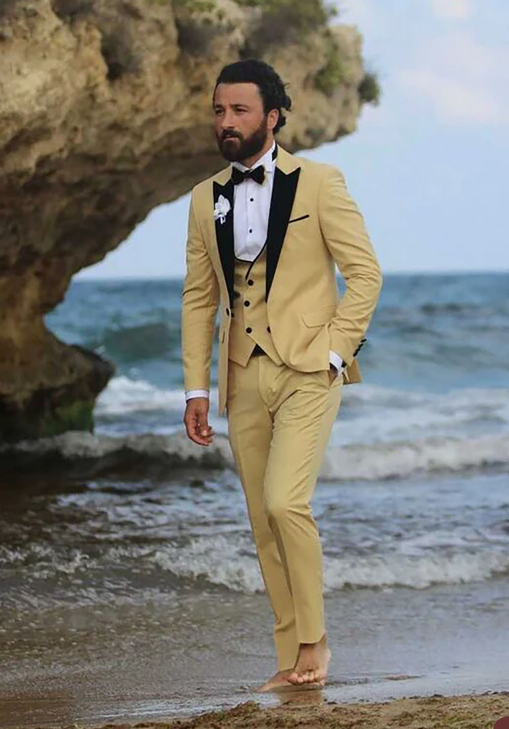 Classic Yellow Groom Men Wedding Tuxedos Outfits Costume Homme Mariage Party Prom Blazer Wear