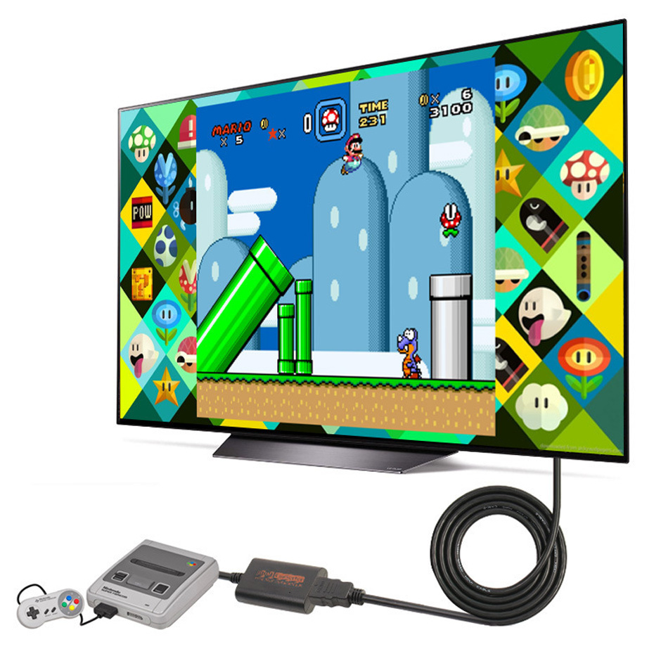 Komposit till HDTV -omvandlare 1080p -kabel f￶r N64 Nintendo 64/SNES/NGC/SFC GameCube Retro videospelkonsol HD -kabel