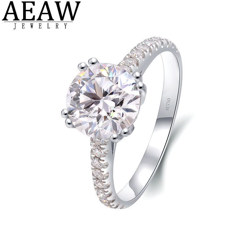 Solitaire Ring Wedding Rings 100% 14k White Gold Engagement for Women Round Excellent Solitaire with Gemstone DF Color VVS1 Test Positive 220829