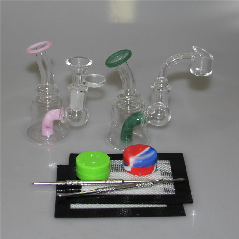 Pipes à eau en verre Narguilés Fumer Bong Ice Catcher Bubbler Dab Rigs Avec 14mm Bol Quartz Banger Nails