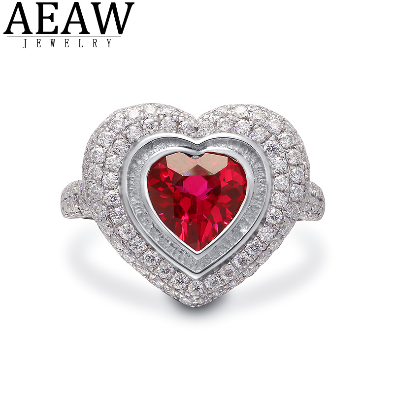 Anéis de casamento solitados Ringos principais laby ruby ​​10Carat 65mm Shape de forma do coração Pedra lateral 10k Gold Gold Fine Fine Valentines Dia Annive 220829