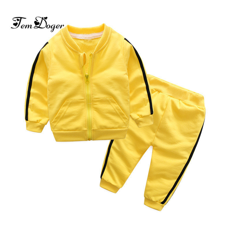 Kledingsets Herfst Mode Babymeisje Kleding Katoen Met Lange Mouwen Effen Rits Jasbroek 2 Stuks Bebes Trainingspak Baby Boy kleding Set 220830