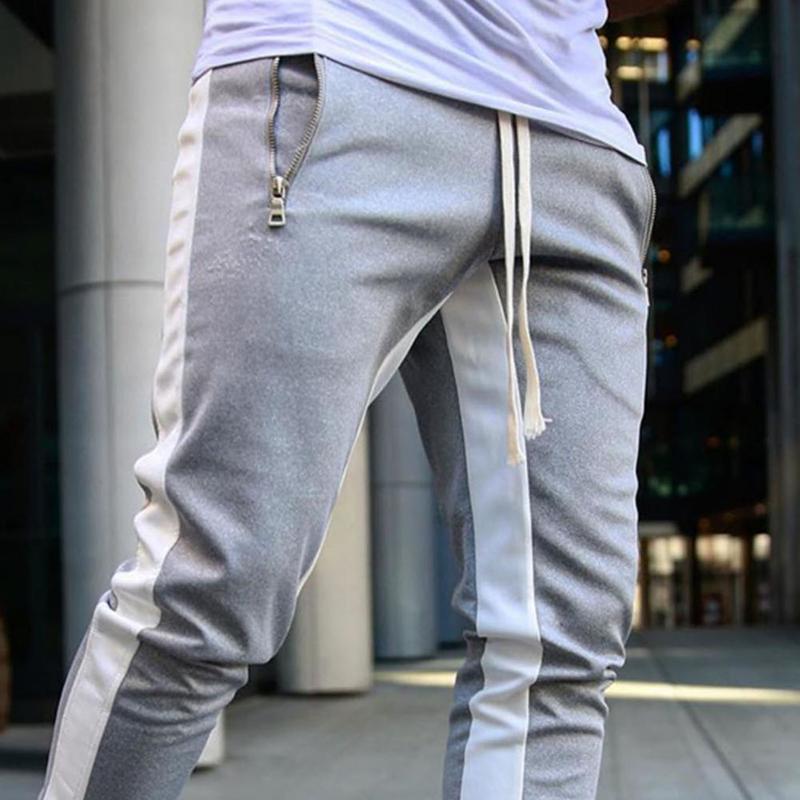 Heren Jeans Heren Joggerbroek Fitness Bodybuilding Gym Lange Joggingbroek Contrasterende Kleuren Elastische Taille Trekkoord Ademend Herfstbroek 220831