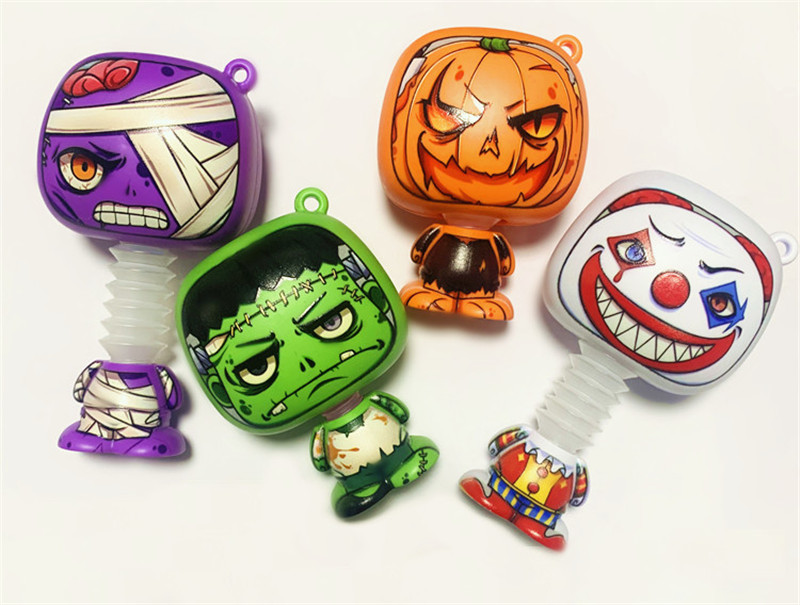 Julleksak Halloween Cartoon Doll med lätta poprör sensoriska leksaker utdragbar stressavlastning Antistress fidget pressar leksak