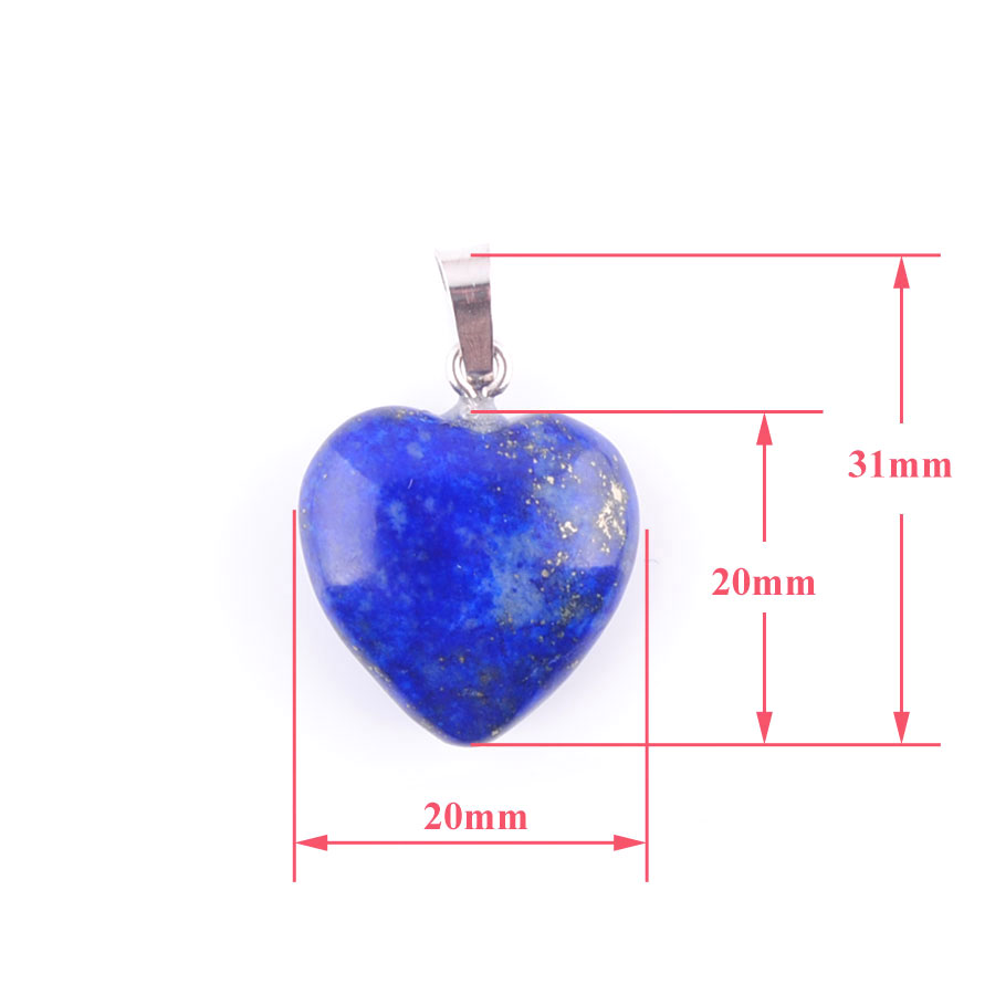 Natural Stone Necklace Jewelry Set för Woman Lapis Lazuli Heart Pendant Earrings Bridal Wedding Set O9489