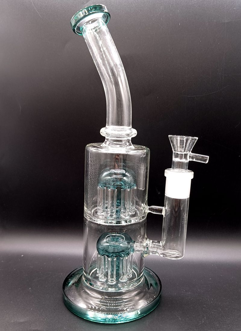 9 inch Thick Glass Water Bong Hookahs with Tree Arm Perc Female 14mm Smoking Pipes Recycler Oil Dab Rigs