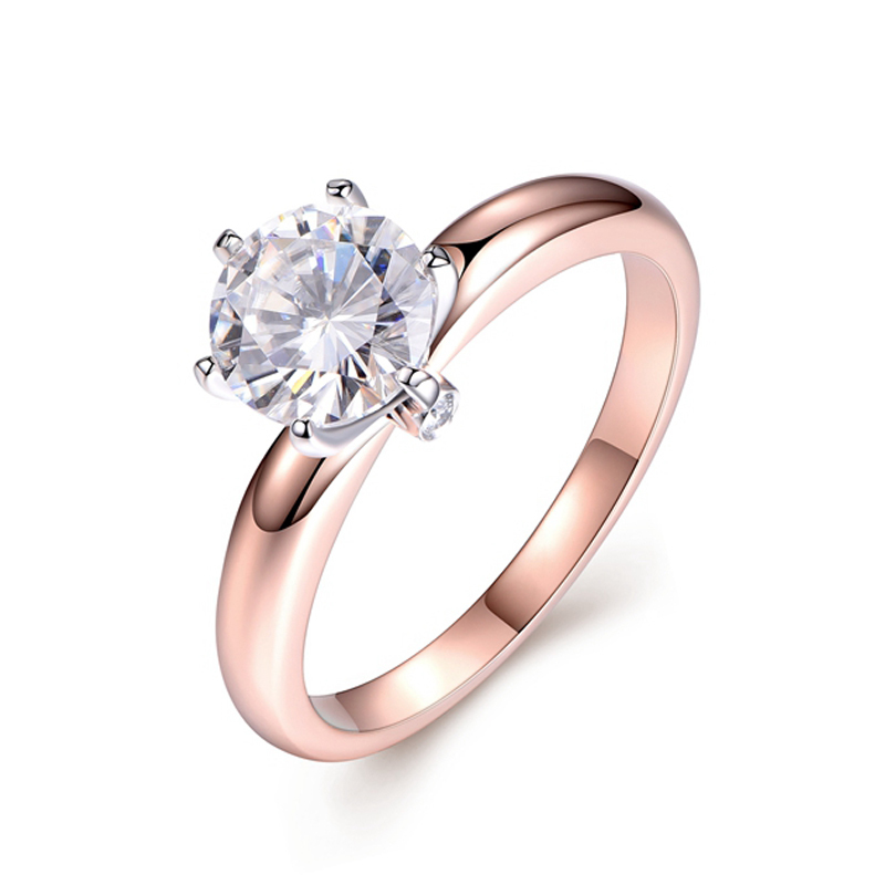 Solitário Anel Anéis de Casamento D Cor 10 quilates 65mm Corte Redondo Diamante Solitaire Anel de Noivado Sólido 14K Rosa Ouro Branco 220829