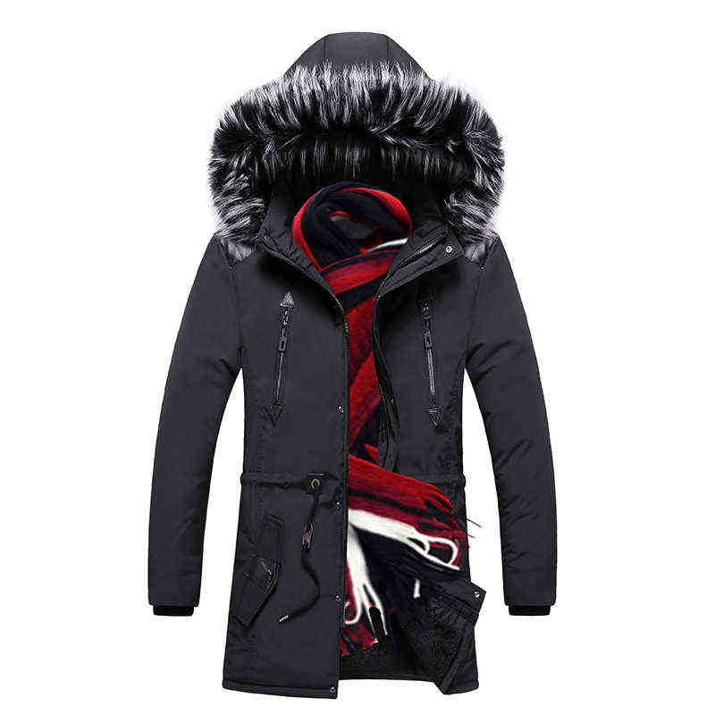 Herenjacks winter lange heren 2022 casual dikke bont purhooded parka heren merk gevormde mannelijke katoen militair bovenkleding l220830