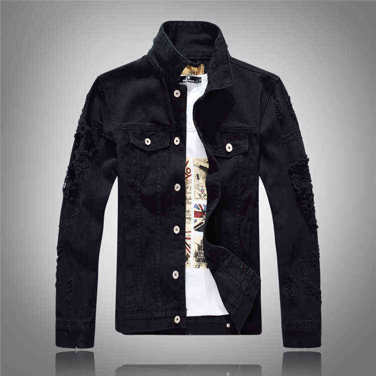 Men's Jackets Men White Ripped Denim Holes Casual Jeans New Fashion Male Cotton Slim Fit 4XL L220830