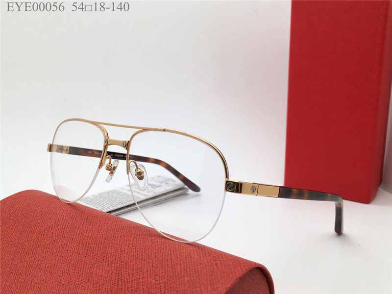 Ny modedesign Optiska glasögon Metal Half Frame Model 00056 Enkel och mångsidig stilpilot Transparent lins kan vara receptbelagda linser