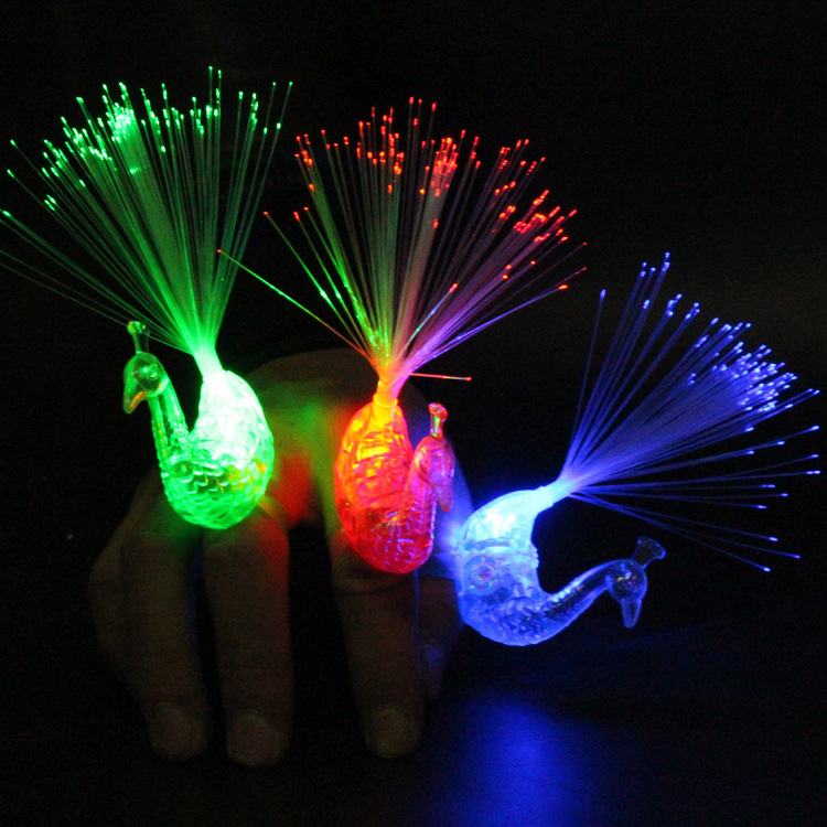 Luvas LEDs coloridas Luminância Glow Flash Flash luminoso Flashing Peacock LED Finger Light Toy for Kids Party Decoration Gifts 66