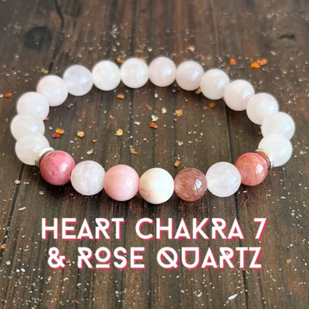 MG1605 STRAND 8 MM Pink Heart Chakra Pols Mala Dames Rose Quartz Loveer armband Opening The Heart to Love