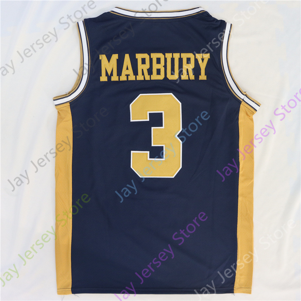 Yeni NCAA Koleji Jersey Georgia Tech Sarı Ceket Basketbol 3 Stephon Marbury Donanma Boyutu Genç Yetişkin