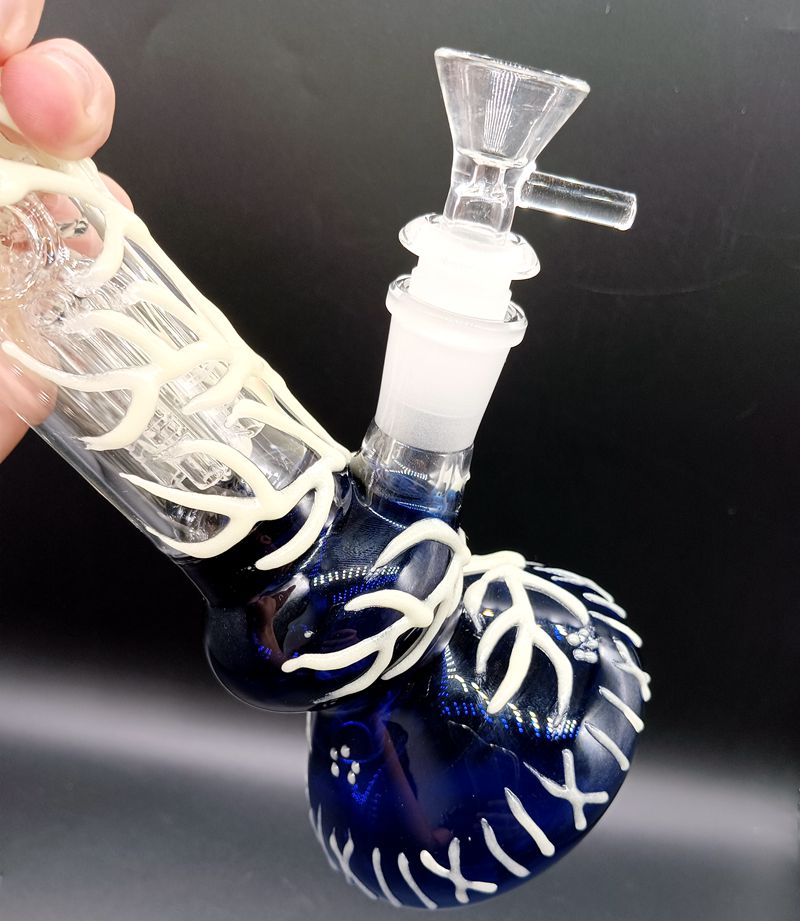 Narguilés en verre lumineux 10,5 pouces Bongs à eau Femme Pipes à fumer de 18 mm d'épaisseur avec motif de bras d'arbre