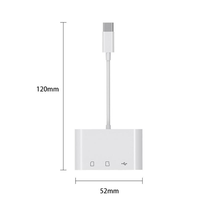 Typ-C Micro Card Reader 3 i 1 USB SD TF Telefon OTG-kortläsare Värdadapter för Samsung Galaxy S4 S2 S3 Obs 2-surfplatta