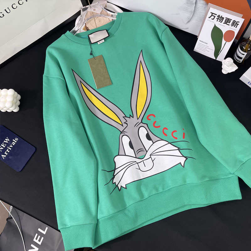 Erkek Hoodies Sweatshirts Tasarımcısı Tavşan 23 yılı Bahar Festivali Erken Bahar Yeni Stil Uzun Kollu Yuvarlak Boyun Kırmızı Saf Yün Peter Toq0