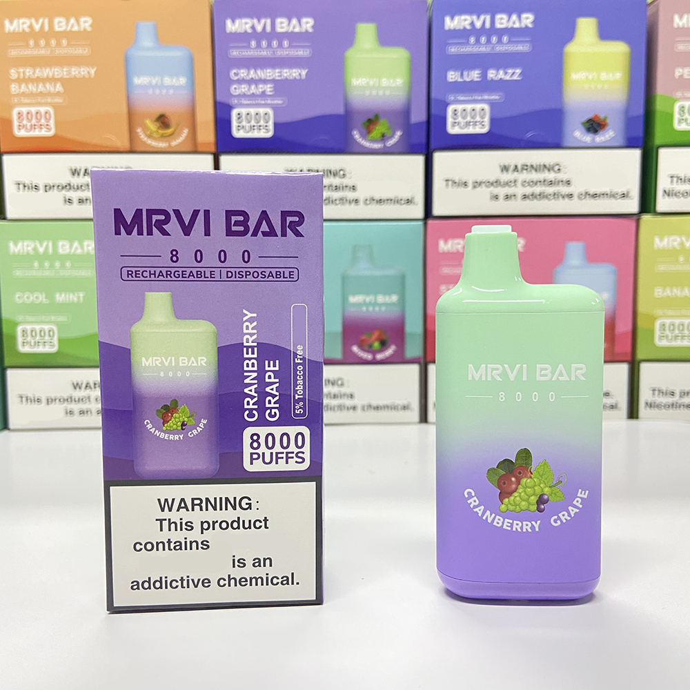 2023 Nieuwe Mrvi Bar 8000 Rookwolken Wegwerp Vape Pen E Sigaret Apparaat Met 650mAh Batterij 15ml Pod Voorgevulde Catridge oplaadbare overzeese magazijn