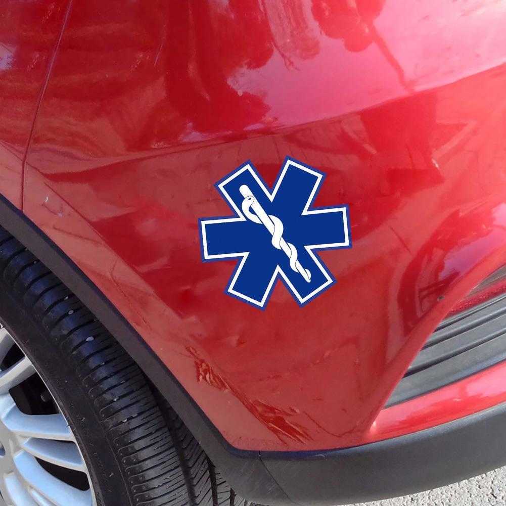 Car autocollant en métal modifié Star de vie Blue Emergency Ambulance Badge Côté Côté Fender Trunk Decoration Accessoires