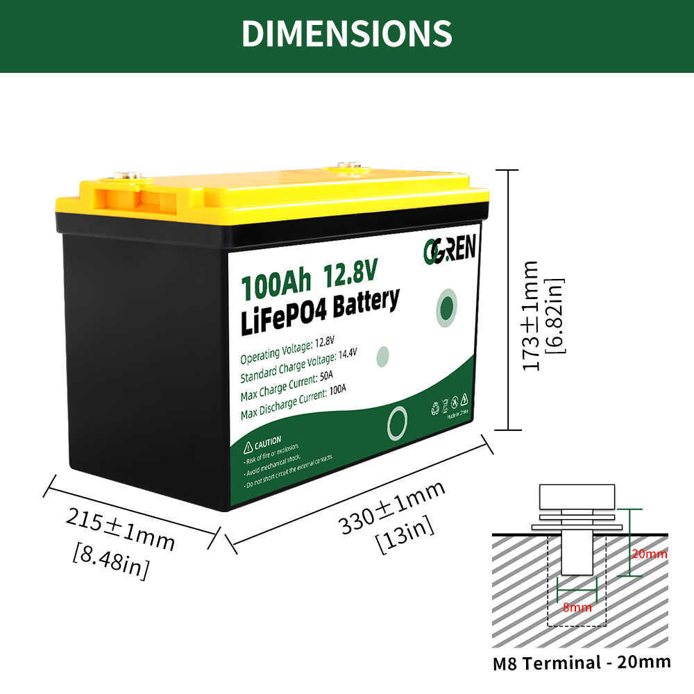 12V 24V 100Ah 200Ah LiFePO4 Battery Lithium Iron Phosphate Rechargeable Battery Built-in BMS for RV EV Solar Power System House