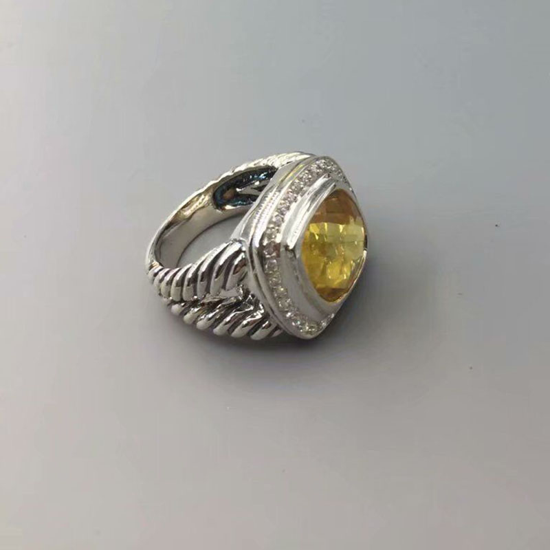 Bagues Vintage en argent Sterling 925 Citrine 11MM pour femmes, bijoux fins, à la mode, cadeaux de noël, cadeaux de fête des mères