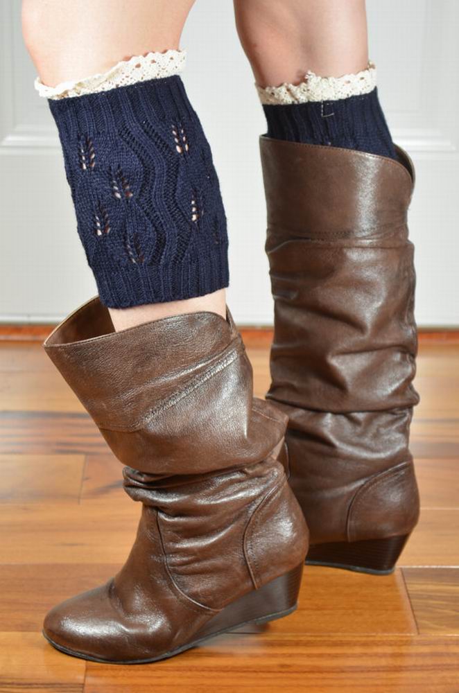 Autumn Winter accessory Slouchy Button leg warmers Knit Lace shark tank Legwarmers Boot Cuffs gaiters Socks Crochet mixed
