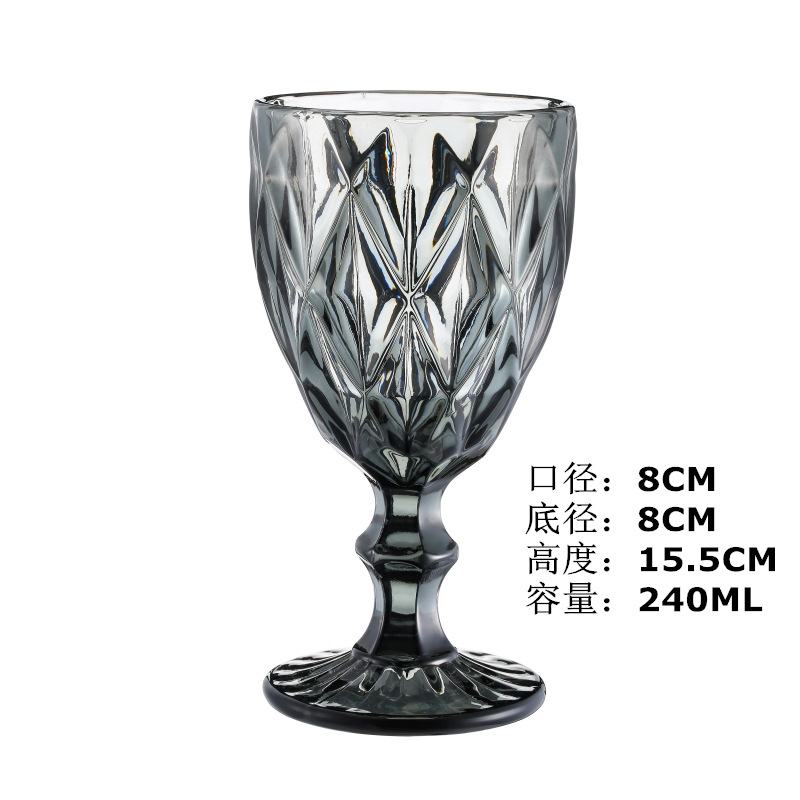 Sprzedaż hurtowa 240ml 300ml 4 kolory typ europejski ulga kolorowe szklane kieliszki do wina zagęszczony wysoki vintage wineware Z11