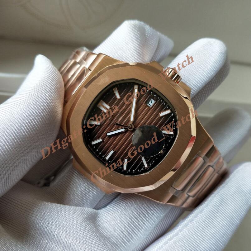 Dobre fabryczne męskie zegarek Cal 324 Automatyczny ruch 40 mm Rose Gold Chocolate Dial Classic 5711 zegarki U1F Przezroczyste nurkowanie 243G