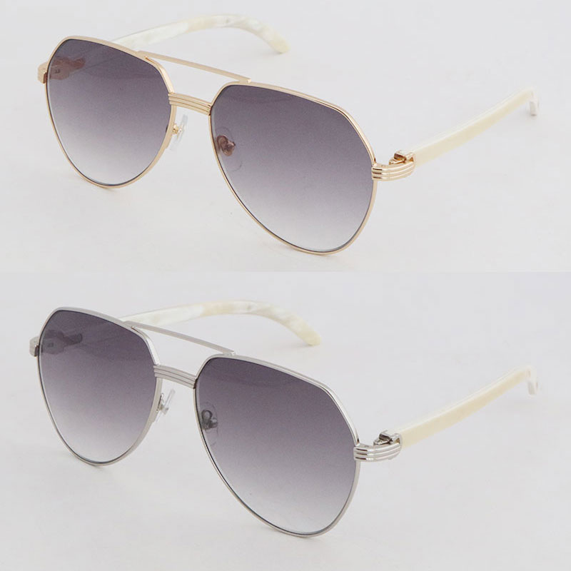 Nouveau design bois cadres lunettes de soleil pour femmes grand carré lunettes de soleil véritable blanc naturel à l'intérieur noir corne de buffle 0272S 3368