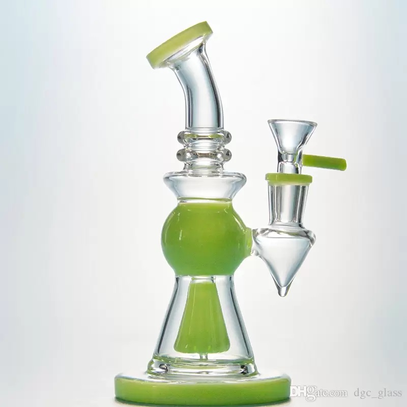 Heady Glass Bongs Pomme de douche Percolateur Dab Rig Pyramide Design Pipe à eau avec bol de 14 mm Embouchure à col court