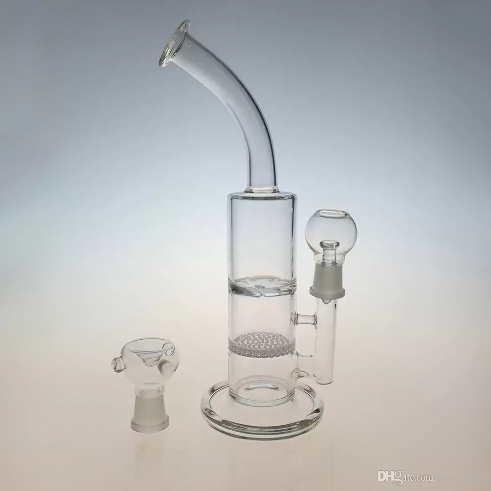 Dab Rigs 18.8 Masculino Bongs de água de vidro Honeycomb Filter Turbo Layer Perc Pipe Bend Oil Rig Turbine Disc Percolator