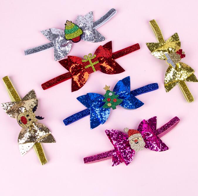 Christmas Headbands Children's Hairs Accessorie Bow Bright Pink Butterfly Knot Hairs Band Cute Hair Accessories For Children