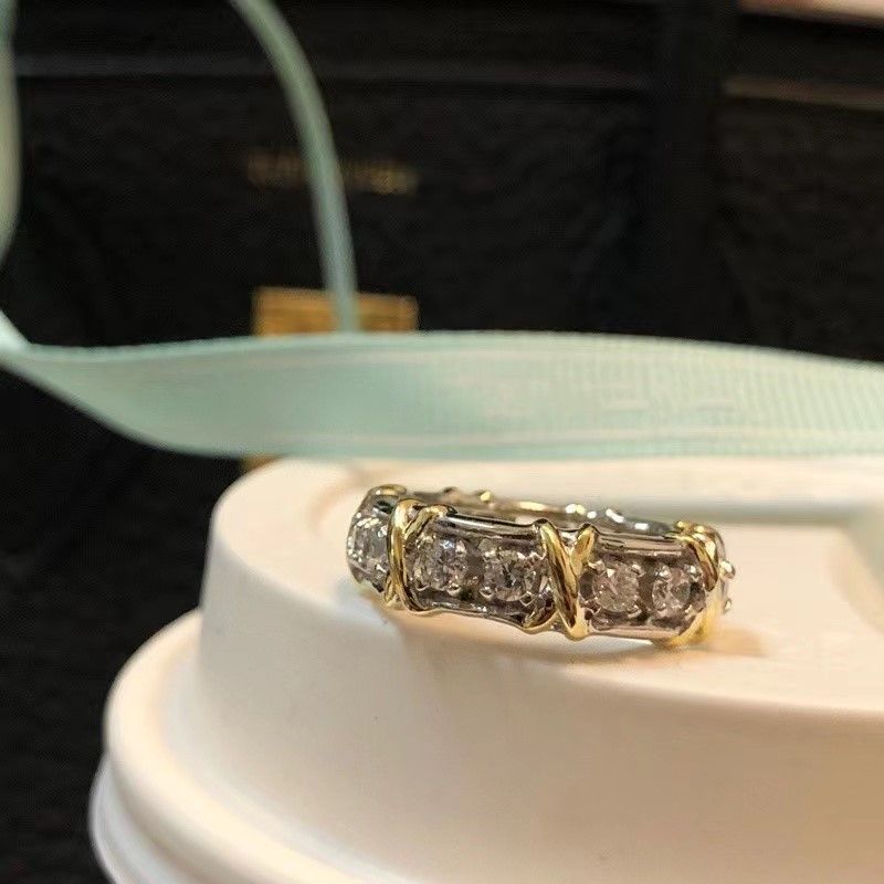 حلقة فاخرة Schlumberger Designer S925 Sterling Silver Cross Full Crystal Finger Cluster for Women Fashion Jewelry303y