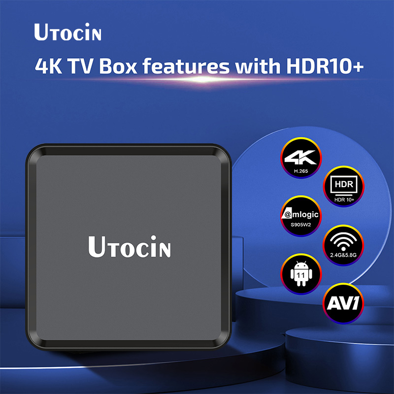 新しい到着ウトシンネオアンドロイド11.0テレビボックスAmlogic S905W2 2GB 16GB 2.4G 5G WIFI 4K AV1強力なアプリとリモートセットトップボックス