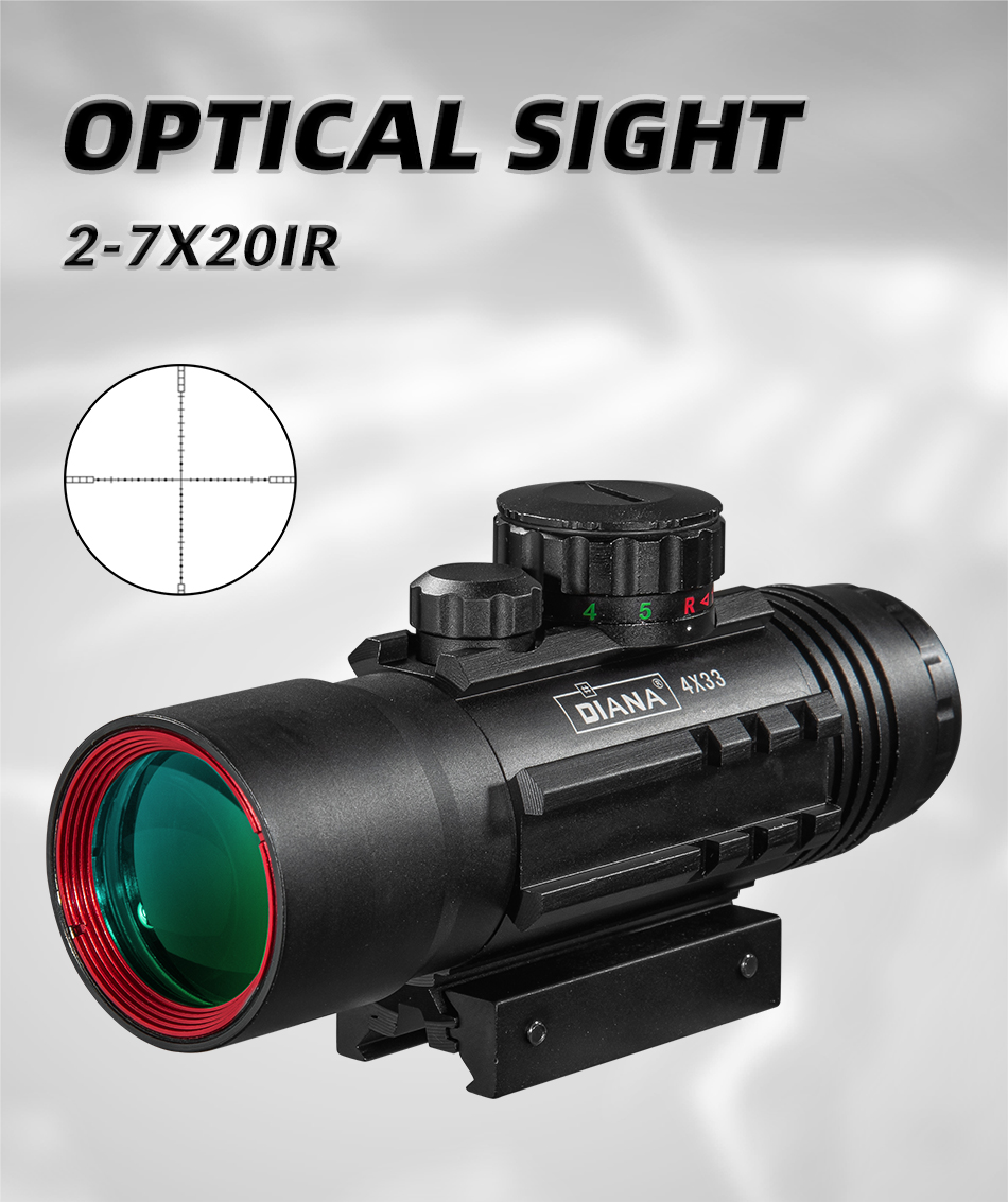 DIANA 4X33 for 11 / 20mm Scope for Orbital hunting Rifle Red and Green Dot Tactical Optical Cross mirror with rails holographic