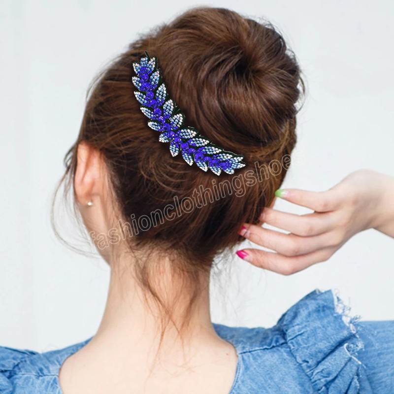 Peignes à cheveux en strass à sept dents, épingle à cheveux, oreille de blé, pince queue de cheval en cristal, bijoux de cheveux de mariage