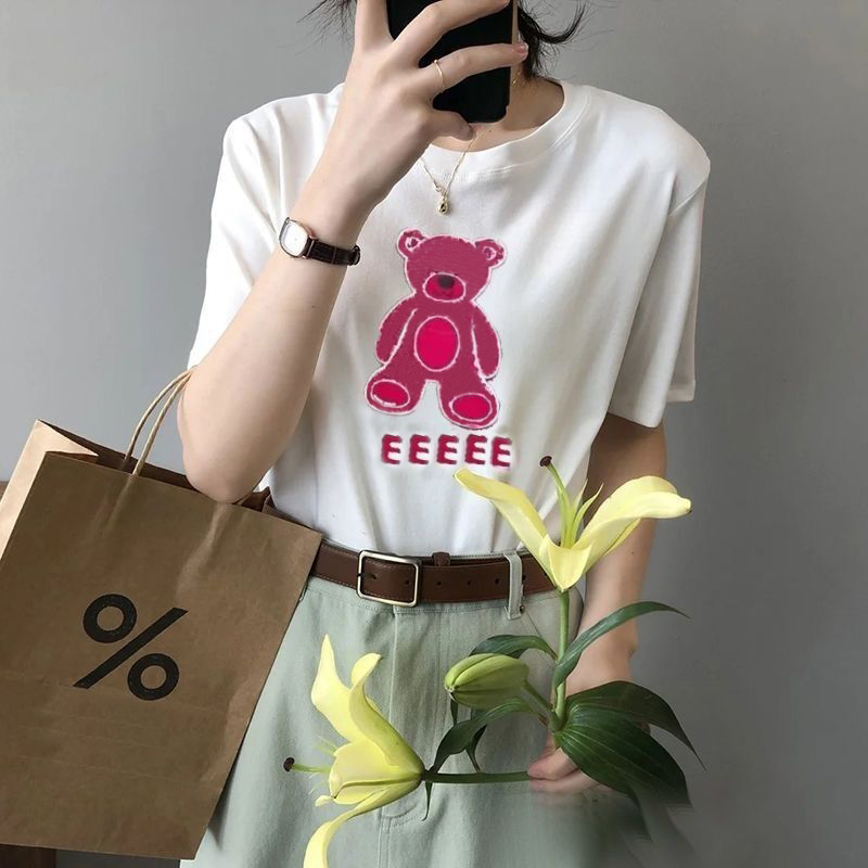 Mode Femmes T-shirt Conception Animale Col rond Style Décontracté T-shirts Loisirs Lâche Streetwear Top Vêtements Pour Femmes