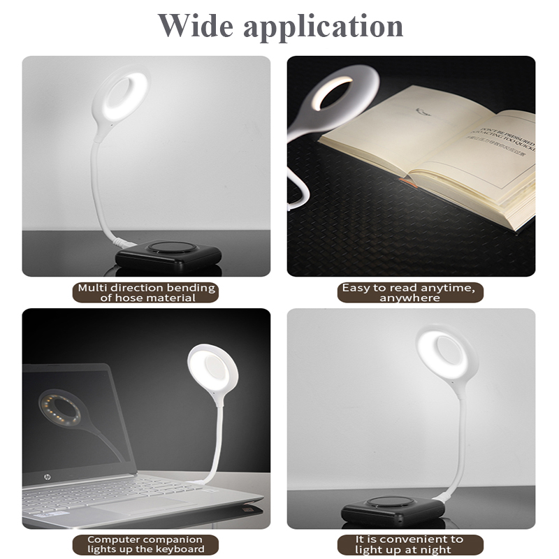 Lampe de bureau intelligente à LED, veilleuse portable à commande vocale, lampes de table librement pliables, USB LED, anneau lumineux super lumineux, 3 modes