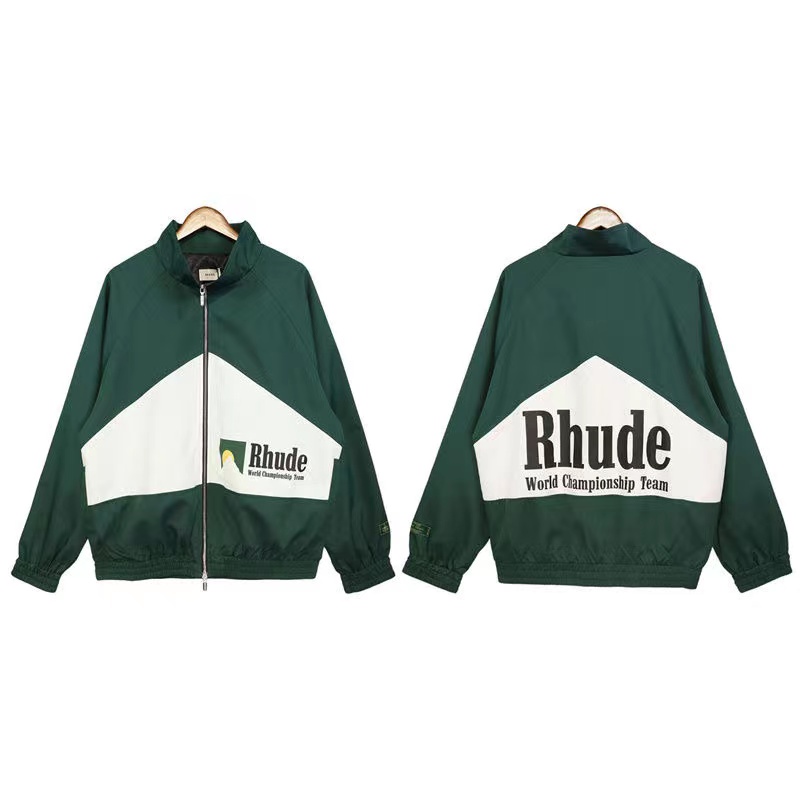 Men's plus size Outerwear RHUDE American niche brand vintage patchwork pill zipper print jacket lovers Instagram Washed Do Old Round Neck treetwear High Street Style