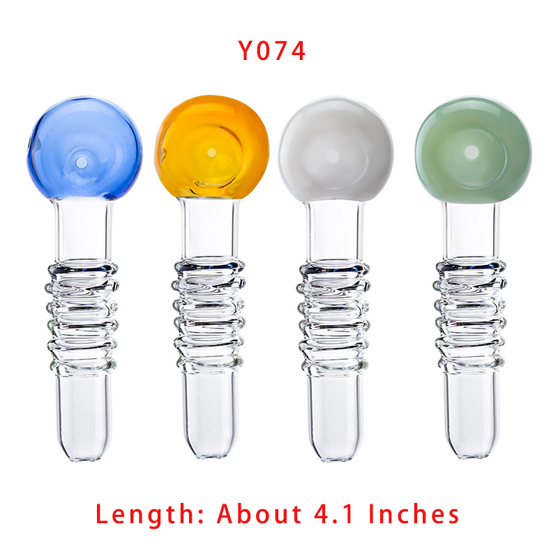 Headshop214 Spoon Bowl Smoking Pipe About 4.1/5.5 Inches Dab Rig Glass Pipes Side Air Hole Smooth Airflow 20 Models