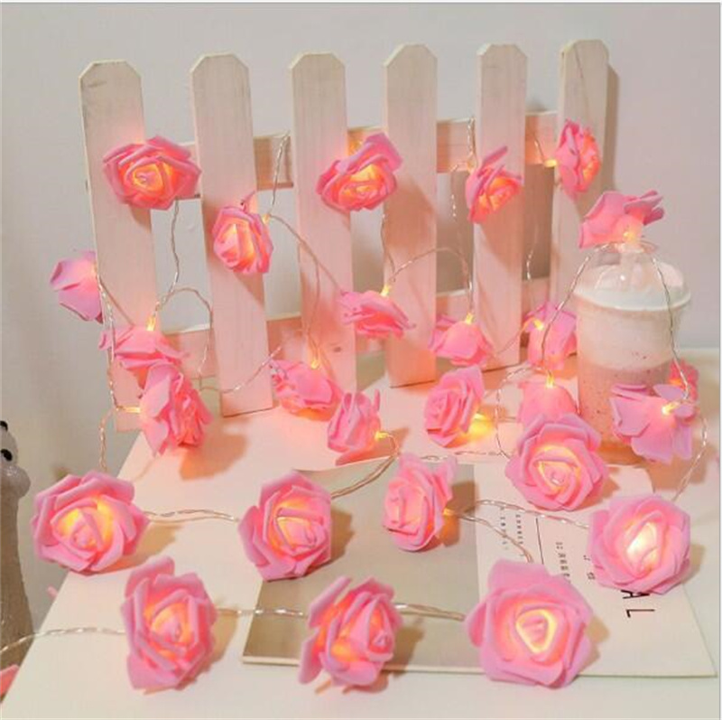 1,5 m 10led Artificial Rose Flower Slander String Licht Valentijnsdag Schuim Rose Fairy Lights Wedding Kerstfeest Decoraties