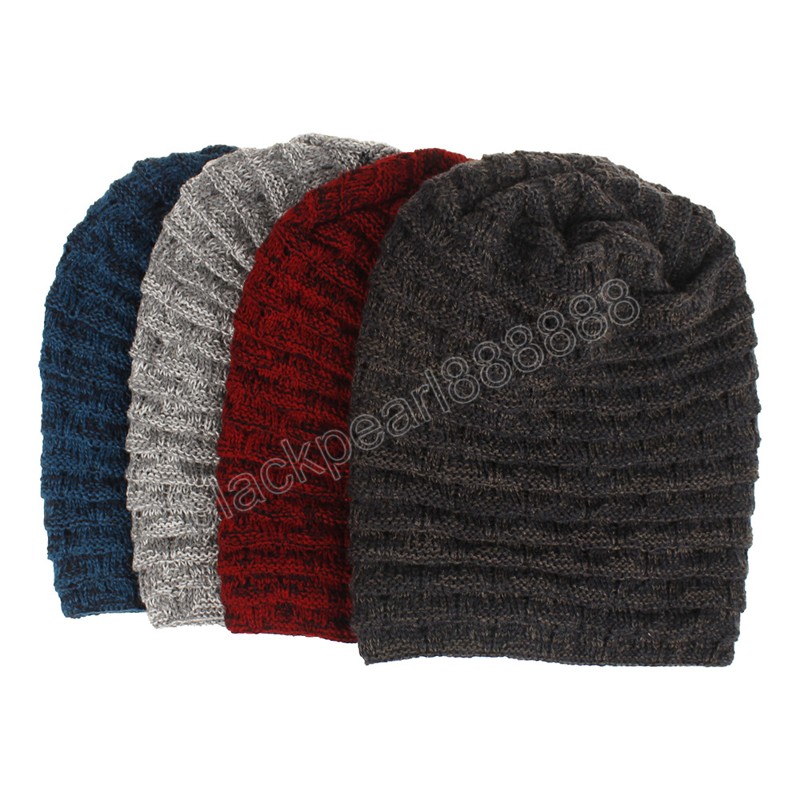 Твердый цвет взрослый осень зимняя шляпа шляпа шляпы вязаная кепка