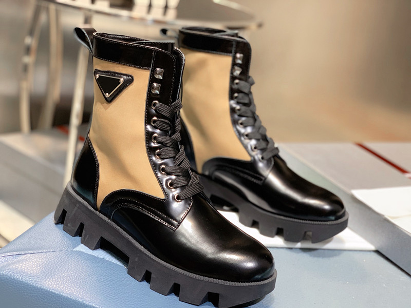 Womens ROIS Boots Designer Martin Martin Boot Leather Nylon Black White Bootie Grility Combat Shoiss Original Box Size 35-41