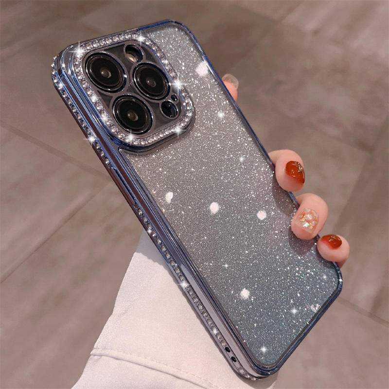 Custodie telefoni di placcatura in polvere con gradiente stellato di lusso Shell iPhone 14 Pro Max Plus Moda iPhone14 13 12 11 Cover posteriore protettiva in silicone antiurto fotocamera