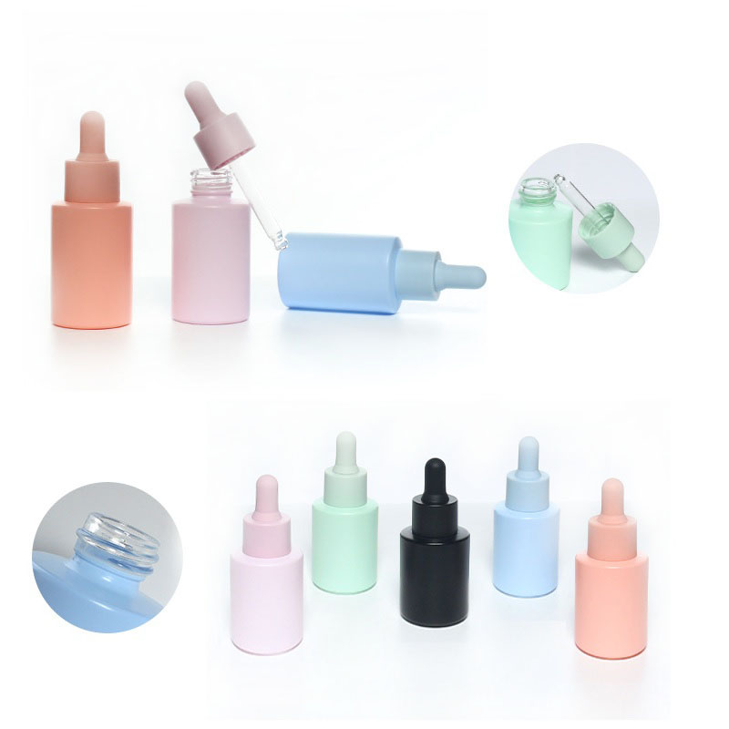 Bouteilles d'huile essentielle en verre de 30 ml avec pipette compte-gouttes Bouteille de sérum rechargeable colorée de 1 oz