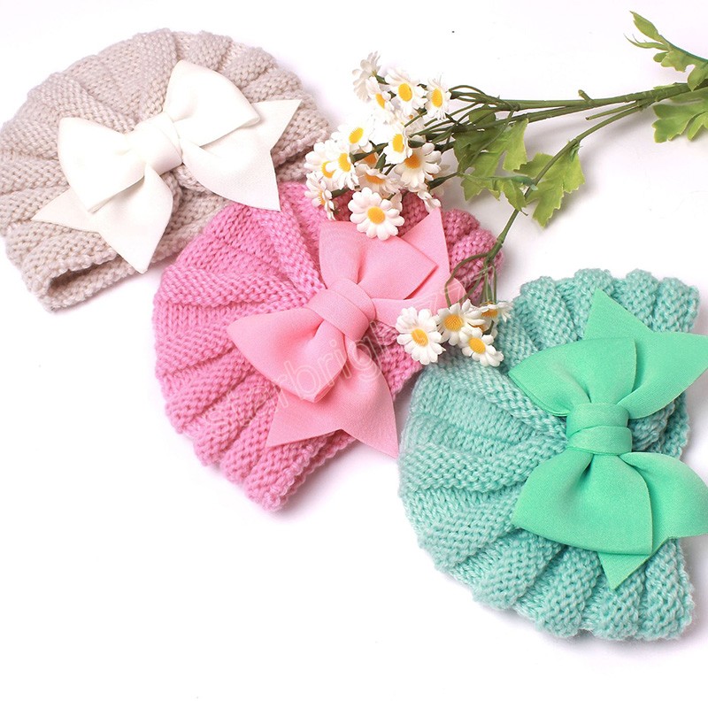Chapeau d'hiver pour nouveau-né, nœuds tricotés, Turban pour enfants, Bonnet pour bébé fille, Bonnet chaud pour tout-petit, accessoires pour couvre-chef pour bébé de 0 à 2 ans